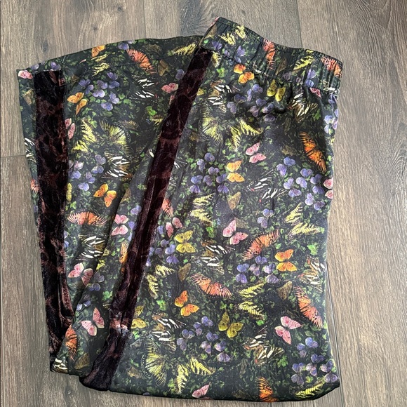 Johnny Was Silk Butterfly Floral Pants Black Size Medium - Picture 3 of 11